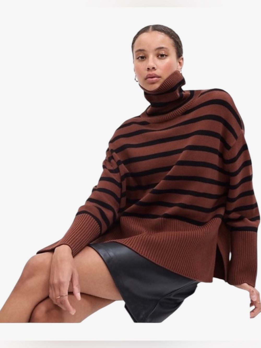 GAP Oversized Cotton Striped Turtleneck Sweater Women’s XS